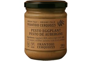 Frantoio Cerquozzi Eggplant Pesto Sauce, Italian, 90% Eggplant, Extra Virgin Olive Oil, Vegan & Gluten-Free,Imported Directly