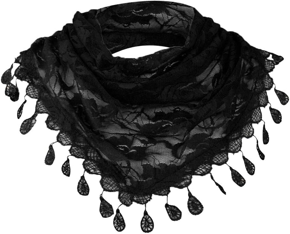 Clearance Sale!Women Clearance Lace Tassel Rose Floral Hollow Scarf Shawl Lady Wraps Scarves