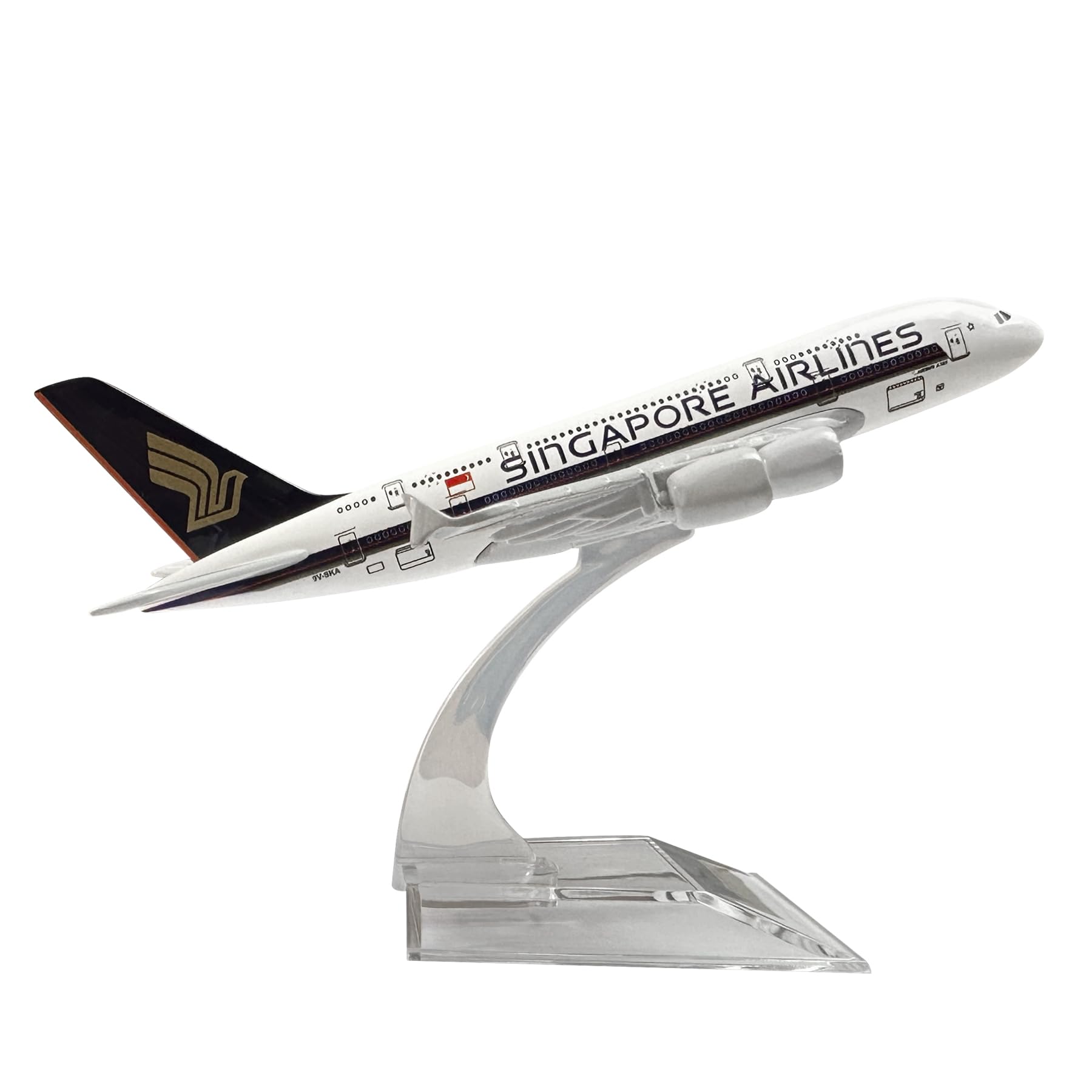 Bswath Airplane Model 1:400 Scale Singapore A380 Model Plane Metal Alloy Plane Diecast Airplanes for Gift and Collection
