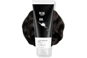 IGK Color Depositing Mask PITCH BLACK - Smoky Gray | Conditioning + Hydrate + Shine | Vegan + Cruelty Free | 6 Oz