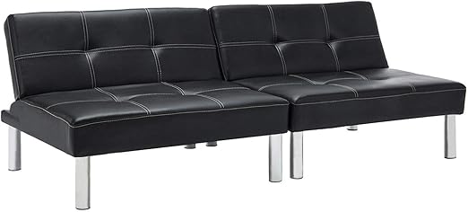 Amazon Com Sleeper Sofa Bed Convertible Leather Couch Adjustable