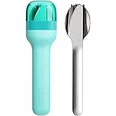 ZOKU Pocket Utensil Set, Teal - Stainless Steel Fork, Knife, and Spoon Nest in Case - Portable Design for Travel, School, Work, Picnics, Camping and Outdoor Home Use