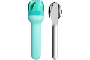 ZOKU Pocket Utensil Set, Teal - Stainless Steel Fork, Knife, and Spoon Nest in Case - Portable Design for Travel, School, Work, Picnics, Camping and Outdoor Home Use