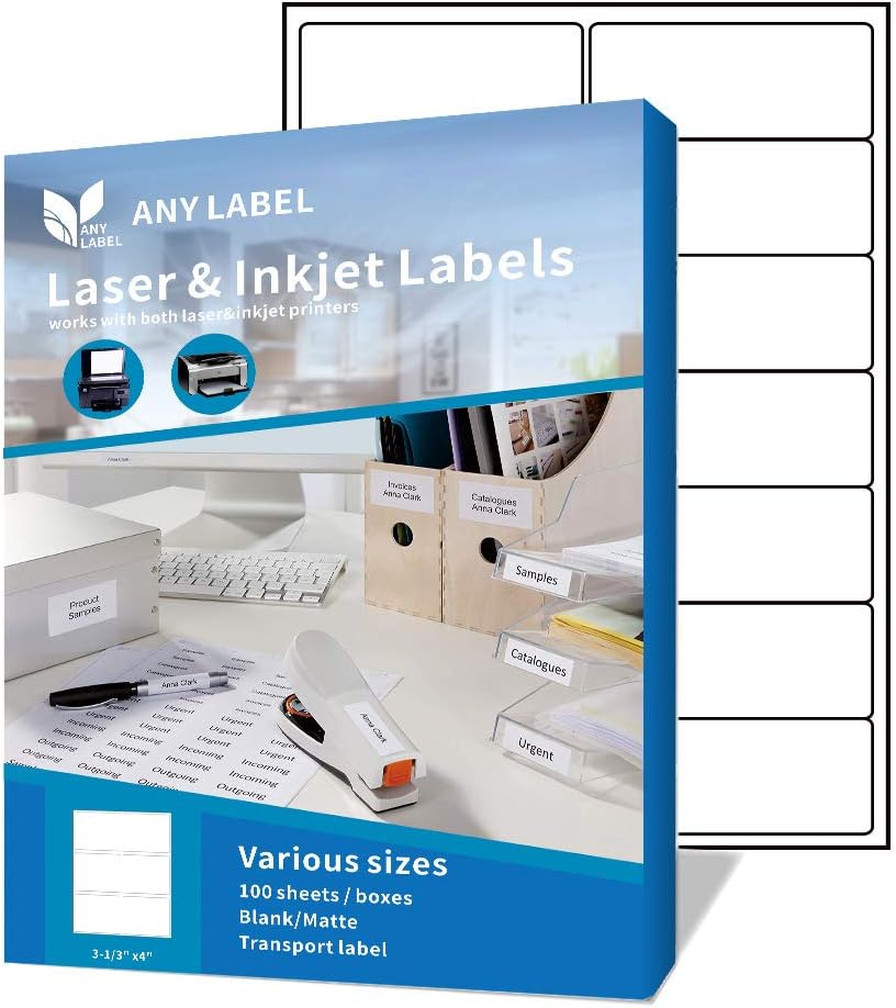 Anylabel 14 UP 1-1/3" x 4" Shipping Address Labels for Laser & Inkjet Printer Easy Peel Adhesive (100 Sheets, 1400 Labels) : Office Products