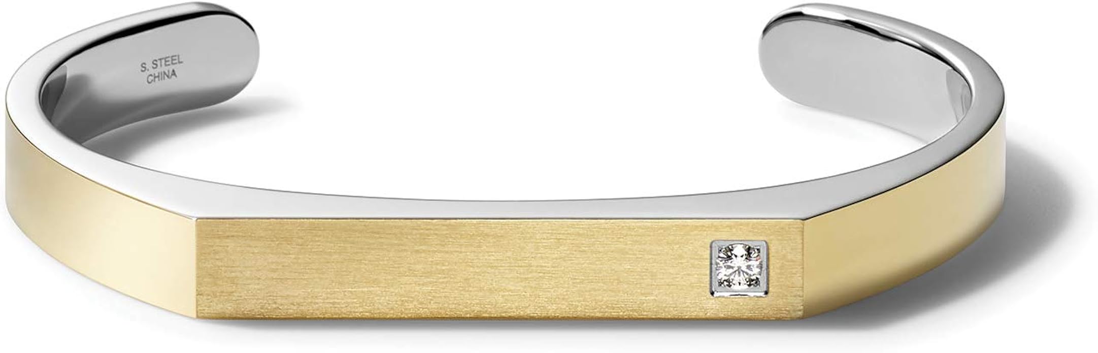 Bulova Mens Classic Small TwoTone Stainless Steel Cuff Bracelet with Diamond Accent