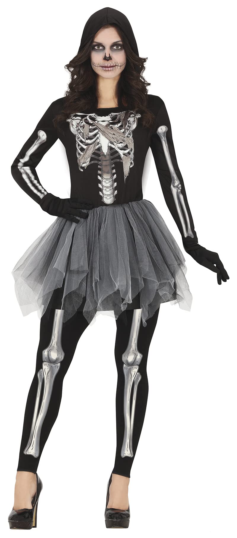 FIESTAS GUIRCA Tutu Skeleton Halloween Costume Adult Women - Adults Fancy Dress Costumes Women with 3D Skeleton Print Size S 8-10