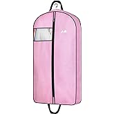 MISSLO 43" Pink Garment Bags for Travel for Women Waterproof Oxford Fabric Suit Bags for Closet Storage Dress Cover Hanging Clothes Bag
