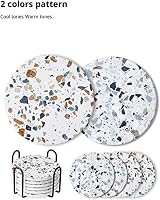 LIFVER Terrazzo Coasters with Holder Set 6 Absorbent Cork Back 4 in view 3