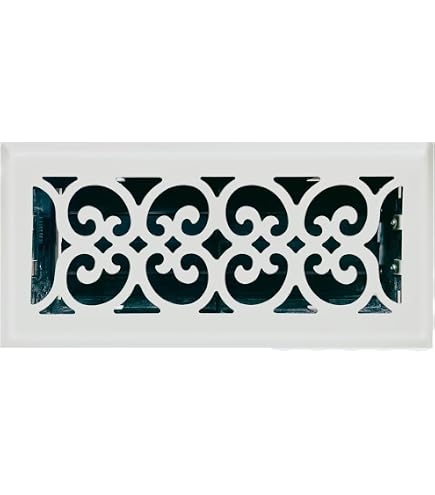 Sierra Grates 4x14 Victorian Steel Floor Register - Decorative Air Vent Cover In Glacier White