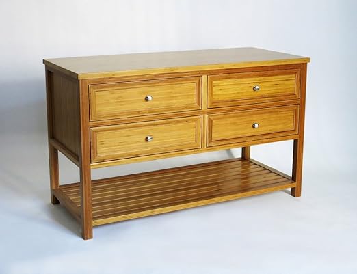 Waschtisch Unterschrank 120 cm, Bambus massiv natur, Schubladen mit Softclose, 120 x 74 x 52 cm