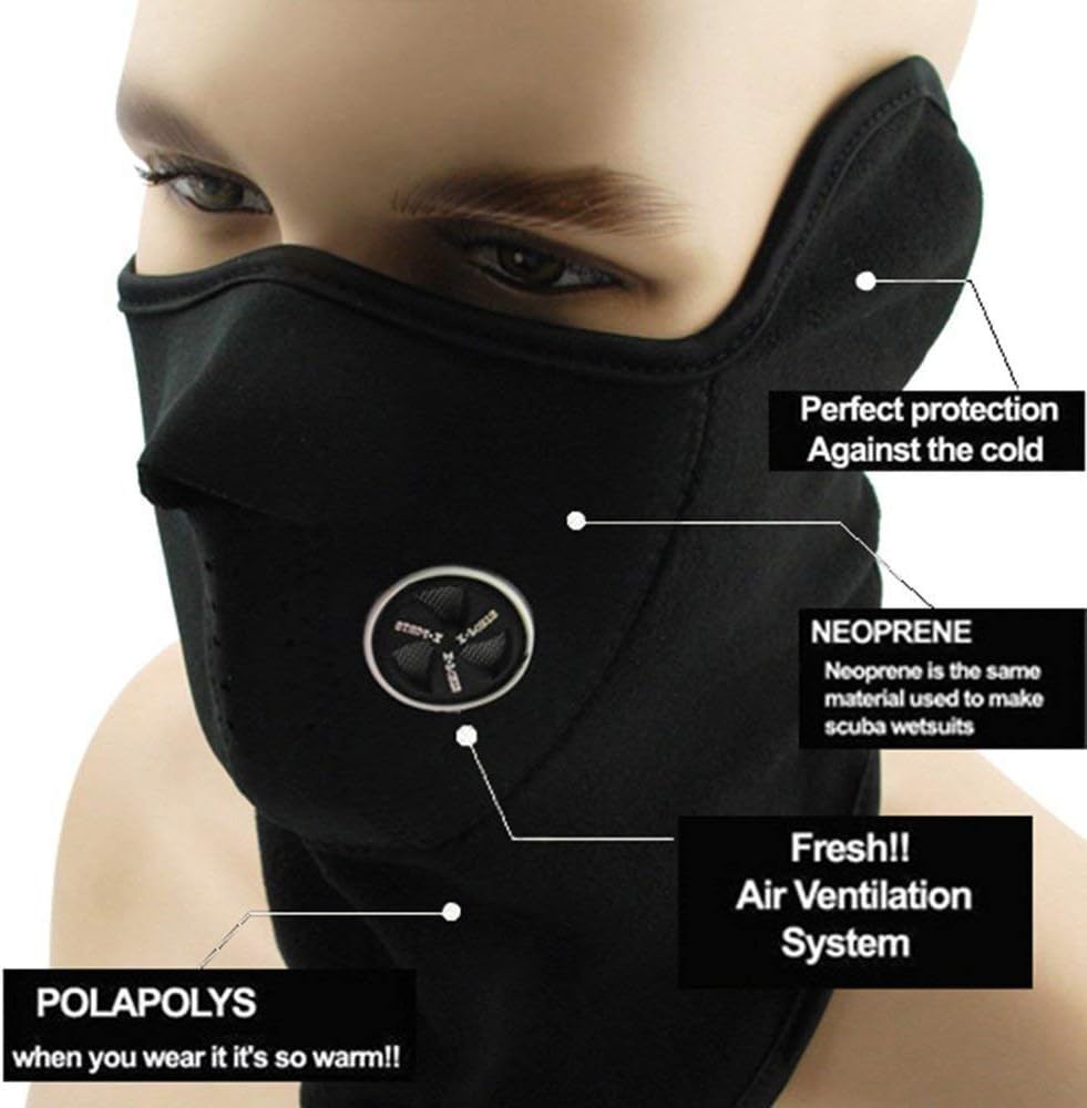 LuckyStone Unisex Dustproof & Windproof Warm Neck Half Face Mask Wear for Winter Motorcycle Cycling Bike Hiking Skateboard Ski Ice Fishing Cross Country Hunting: Automotive