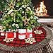 Aiduy Christmas Tree Skirt, 48 Inch Large Buffalo Plaid Christmas Tree Skirt, Rustic Burlap Xmas Tree Skirt with Thick Faux Fur Snowflake
