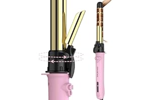 ZAVAREA 1-Inch Rotating Curling Iron, Automatic Hair Curler, Curling Wand for Long Medium Hair, Professional Hair Styling Tool with Long Barrel, 5-Temps (Up to 410°F), Dual Voltage