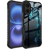 FJyuanqi Compatible with iPhone 16 Case for Men Boys, Cool Blue Dragon Design Heavy Duty Anti Slip Shockproof Hard PC Backplane Soft TPU Prevention Protective Case for iPhone 16