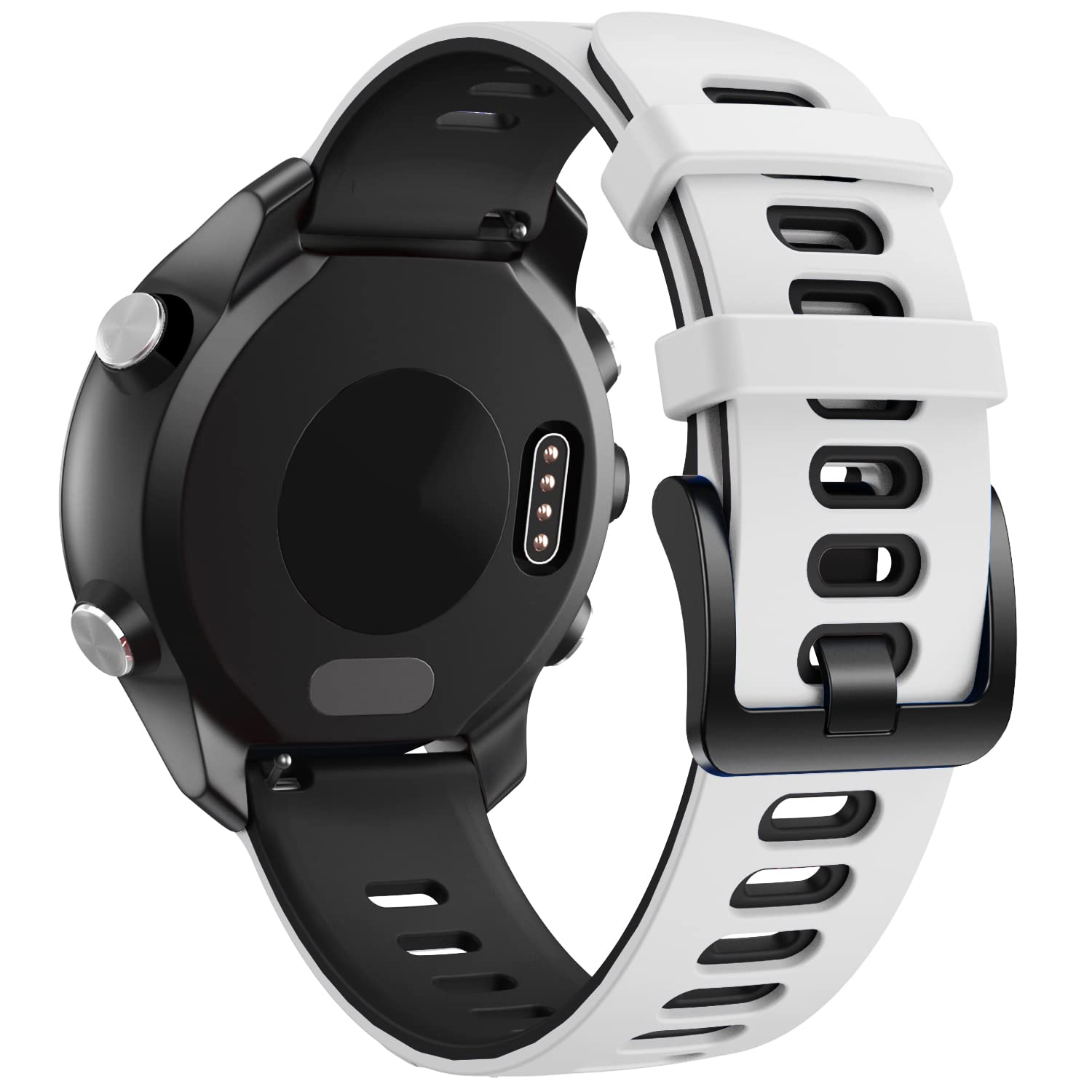 NotoCity for Samsung Galaxy Watch Active 2 Strap/Active/Galaxy Watch 42mm, Sports Strap for Garmin Vivoactive 3/Vivomove HR Sport/Forerunner 245/645(white-black)