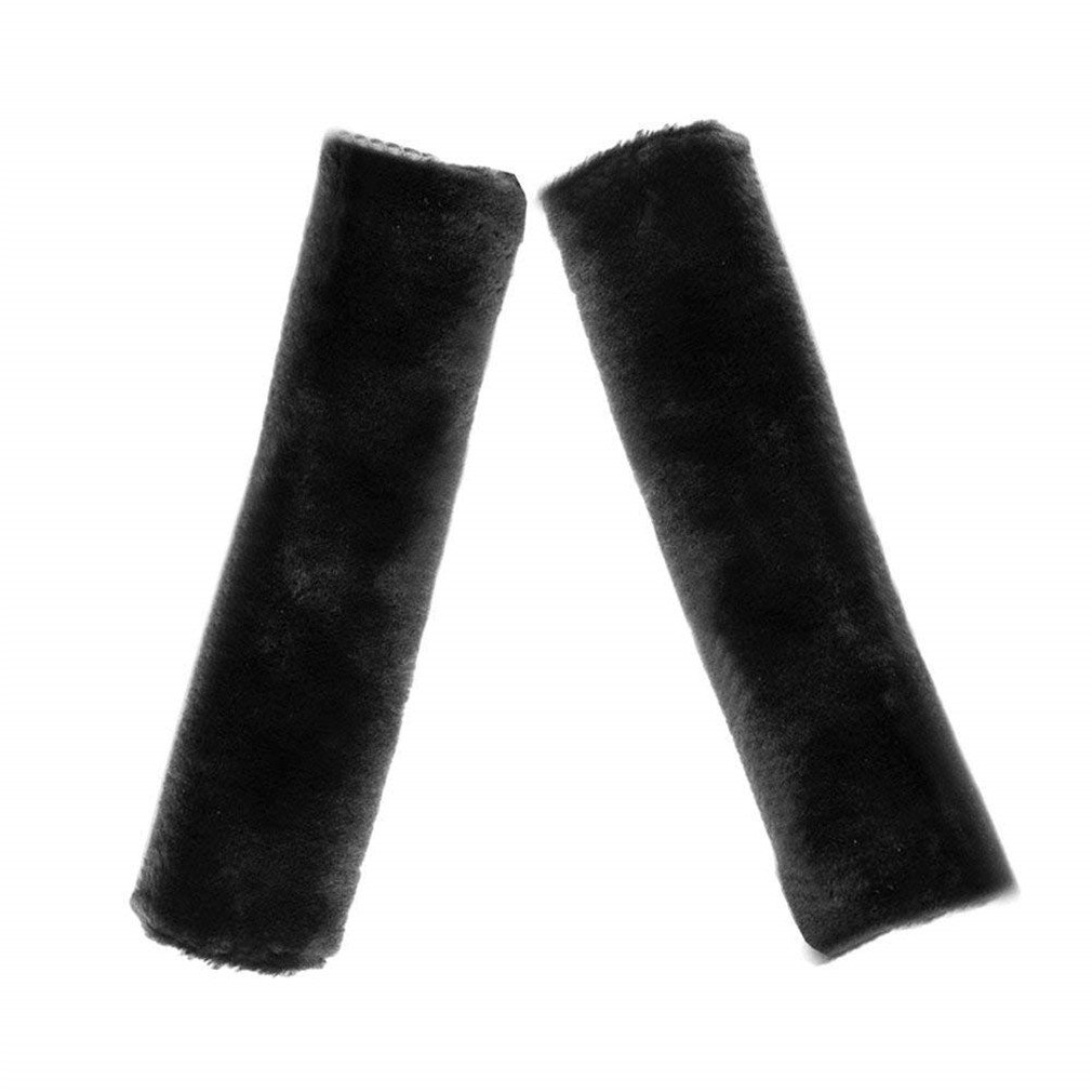 Soft Faux Sheepskin Seat Belt Shoulder Pad- 1 Pair Safety Seat Belt Strap Pad Cover- A Must Have for All Car Owners for a More Comfortable Driving (Black)