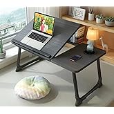 Laptop Desk for Bed Couch,Lap Desk for Laptop,Portable Laptop Stand for Desk,Small Adjustable Laptop Desk,Foldable Bed Table for Laptops and Writing, Bed Tray Table with Cup Holder(Black)