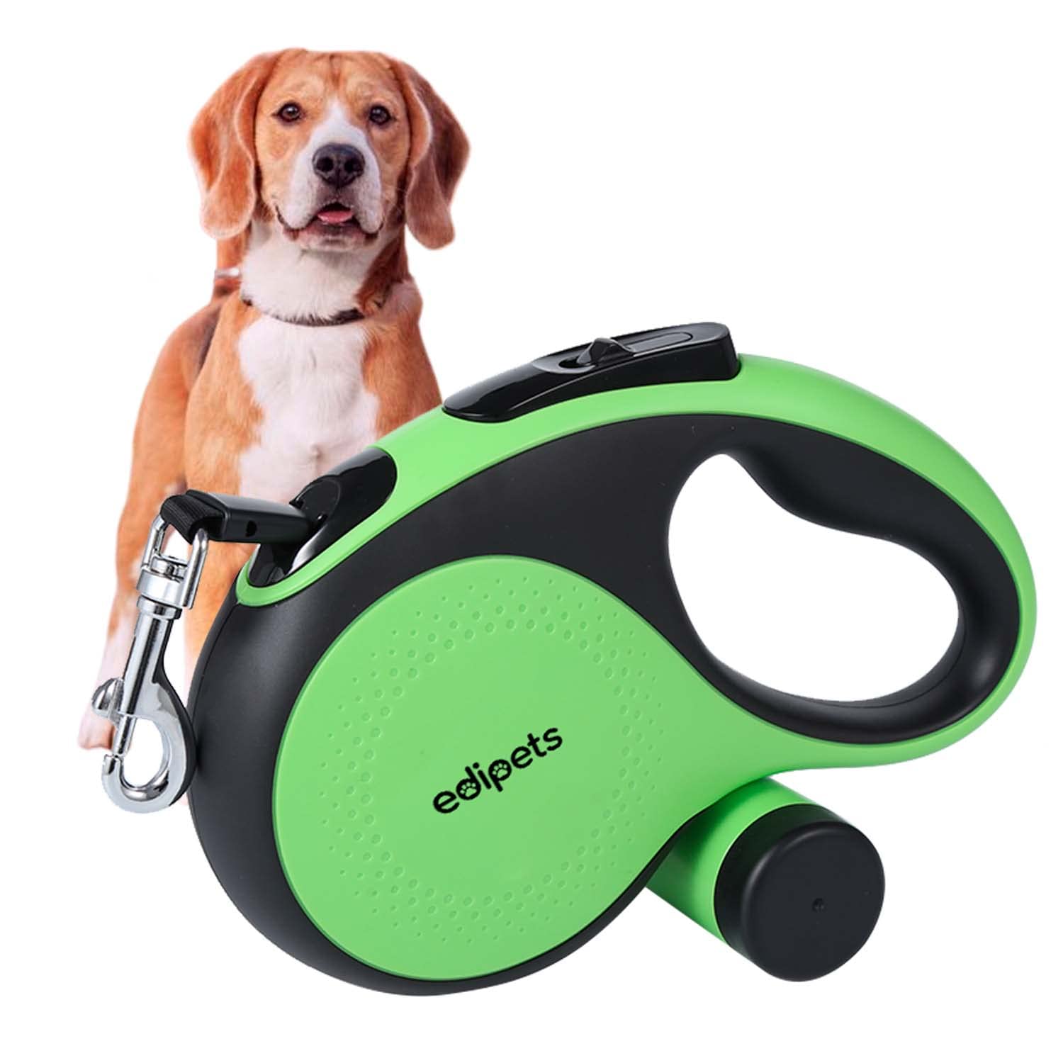 Edipets, Retractable Dog Lead, Extendable Dog Lead, 3, 5 and 8 Metres Long Flexible Tape for Training and Walking, for Small, Medium and Large Dogs (5 Metres, Green/Grey)
