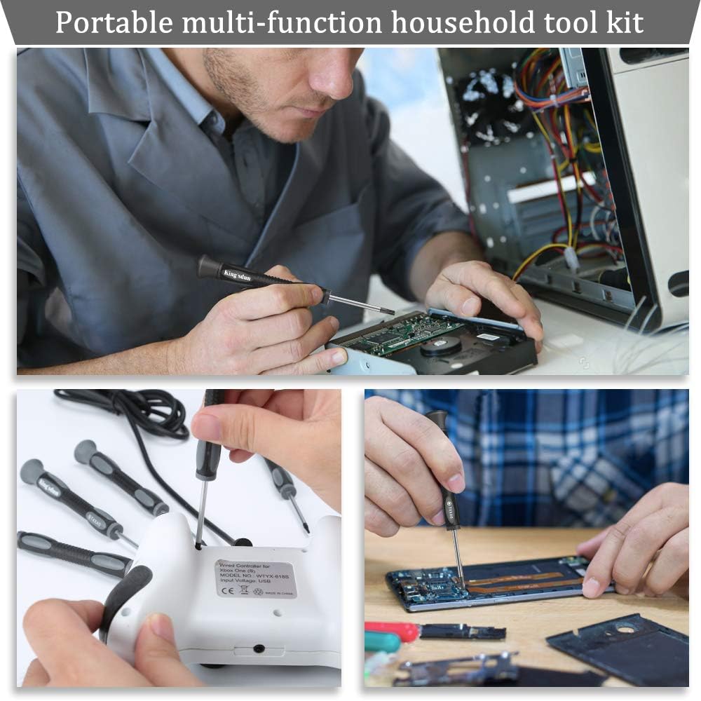 Kingsdun 12 in 1 Torx Screwdriver Sets with T3 T4 T5 T6 T7 T8 T10 Magnetic Screwdrivers Precision Torx Repair Kit, ESD Tweezers & Philip Slotted Magnetic Screwdrivers for Phone/Mac/Computer/Xbox/PS4: Industrial & Scientific