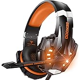 BENGOO G9000 Stereo Gaming Headset for PS4, PC, Xbox One Controller, Noise Cancelling Over Ear Headphones with Mic, LED Light