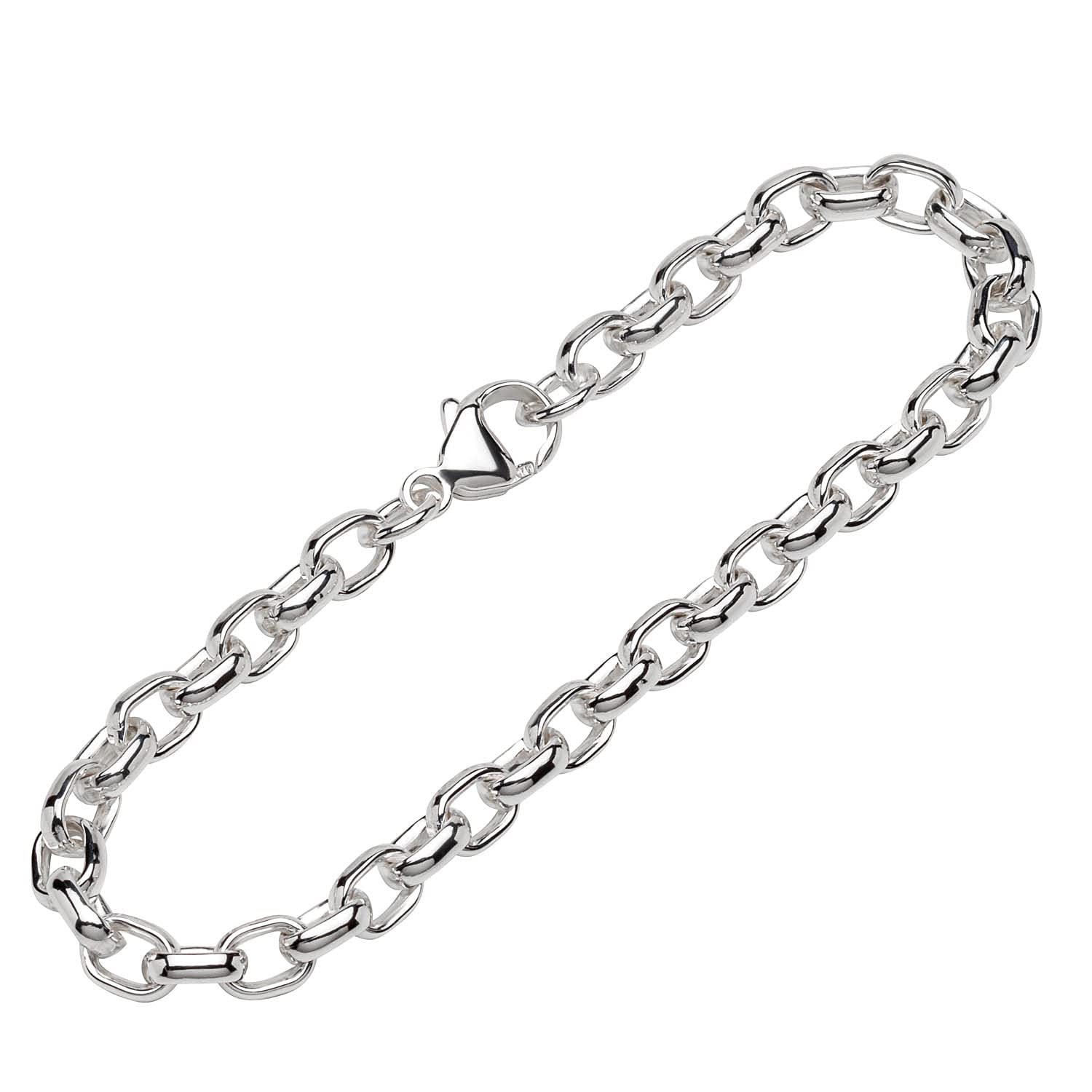 NKlaus bracelet 925 Sterling Silver 19cm anchorchain half round unisex designer bracelet 12002