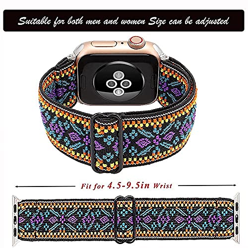 Stretchy Band Compatible with 38mm 40mm Strap for iWatch Series 6/SE/5/4/3/2/1 Adjustable Elastic Watch Band for Women and Men (Boho, 38/40mm)