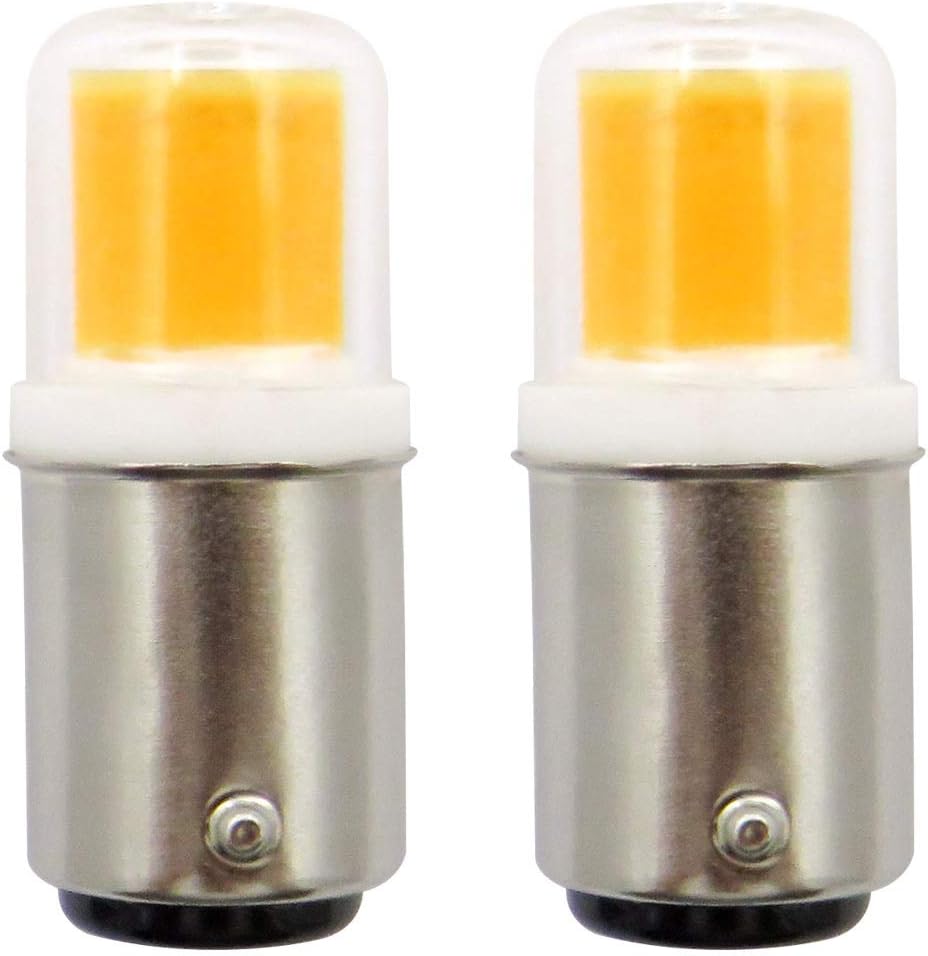 BA15D LED Light Bulbs Dimmable Double Contact Bayonet Base 3000K for Sewing Machine,3Watt COB Lamp Equivalent Replaces T3/T4 Bulb Halogen 25W,220V Warm White 2 Pack