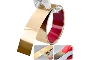 BNELL Self-Adhesive Stainless Steel Wall Trim, Flexible Molding & Wall Trim,Peel and Stick Trim and Molding Mirror Trim for Wall Ceiling, Cabinet, Door Frame Moulding (10Ft x 2inch, Golden)