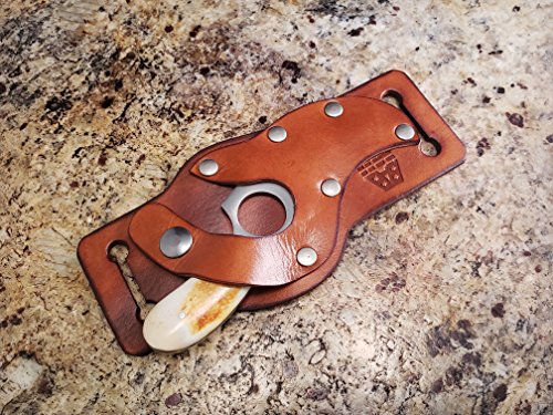 Knife and Leather Sheath Combo Deal - Fixed Blade 3.5" Stainless Steel Short Skinning Hunting Knife Concealed Carry Scout Carry Quickdraw Sheath