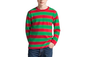 Silenroar Boy's Long Sleeve T Shirts Striped, Cotton Blend Crewneck Tee Kids Stripes Shirt