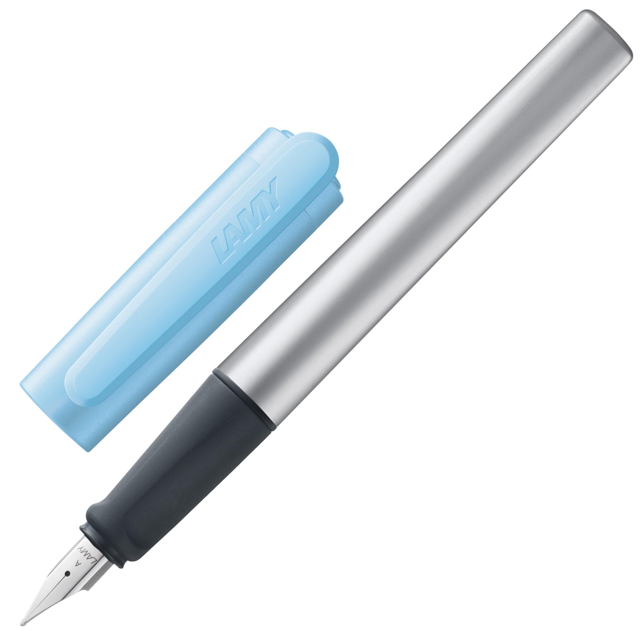 LAMY nexx azure – Fountain Pen with slip-proof grip & polished Left-Handed steel nib (LH) in size M - triangular aluminum body - including LAMY T 10 blue cartridge