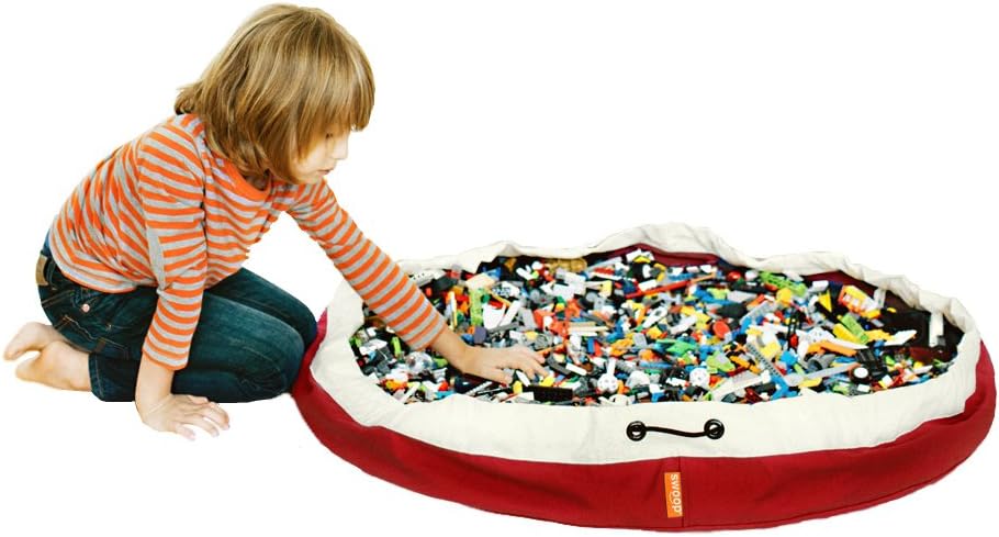 SWOOP Bags Original Toy Storage Bag Organizer + Play Mat, RED