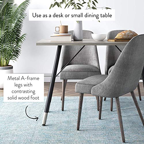 Nathan James Andi Computer, Office Desk, or Small Study Table, Light Wood Top with Metal AFrame