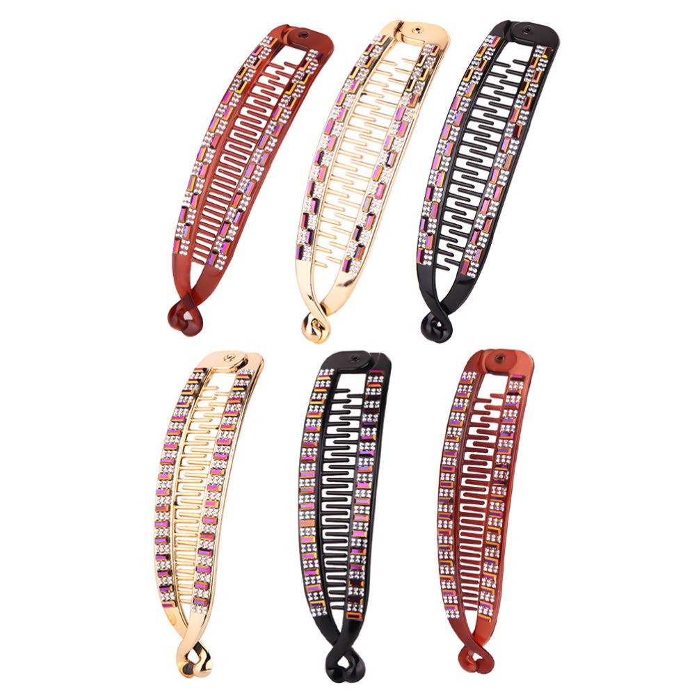 FRCOLOR Fish-Shaped Hair Clip Set of 6 Rhinestone Ponytail Holders for Women Stylish Hair Accessories for Parties and Weddings