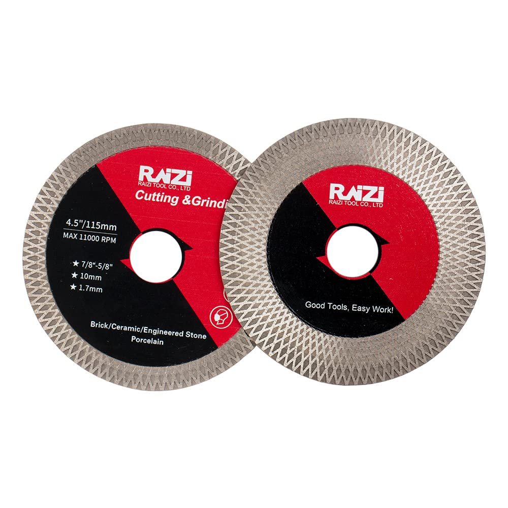 Raizi 115mm Diamond Cutting and Grinding Blade Double Sided Cut Disc for Ceramic, Porcelain, Tiles, Granite, Artificial Stone and Marble