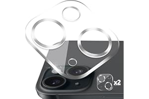 MONASAY 2 Pack Camera Lens Protector compatible for iPhone 15/iPhone 15 Plus[Anti-Scratch][Full Coverage] 9H Tempered Glass Built-in Aluminum Ring Camera Cover Film Case Friendly, Silver