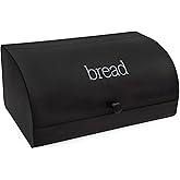 AuldHome Design Farmhouse Black Bread Box; Retro Vintage Style Enamel Countertop Bread Bin