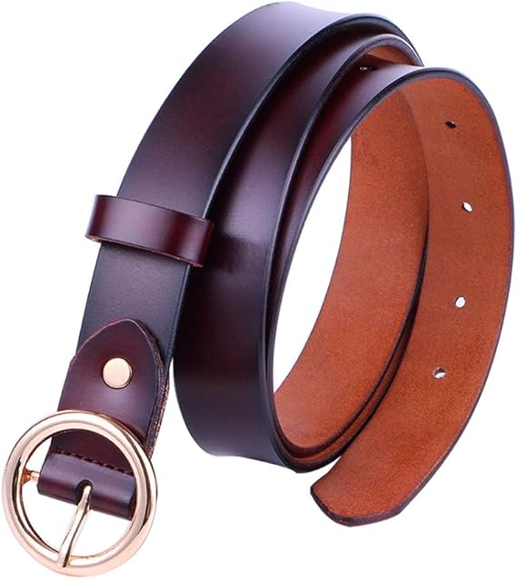 Amazon Mocuishle 本革 ベルト レディース サークルバックル レザーベルト 柔らか 牛革 耐久性 ギフトボックス付き コーヒー色 ベルト 通販
