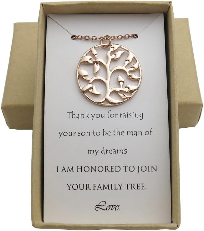 IDLAN Wedding Gifts Wedding Jewelry Mother of The Groom Necklace Family Tree Necklace