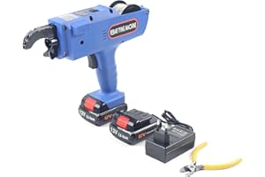 Fetcoi 8-34mm Rebar Tying Machine Rebar Tying Tool, Automatic Rebar Tie Wire Twister Rebar Tie Tool w/Pliers + 2 x Batteries, Rebar Tier Tying Machine for Steel Bar Rod Tying Binding, Blue