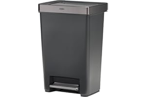 Rubbermaid Premier Series IV Step-On Trash Can for Home and Kitchen, 12.4 Gallon, Stainless Steel Lid Charcoal, for Home/Kitchen/Garage/Apartment/Office