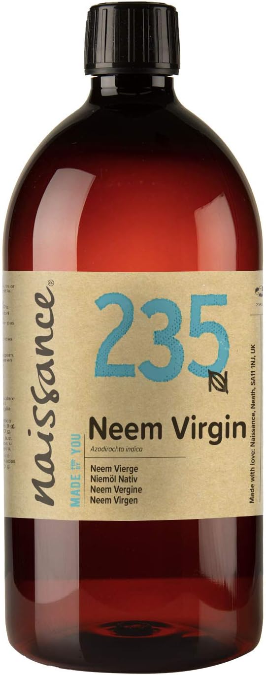 Naissance Virgin Neem Oil (No. 235) - 870ml - Pure, Natural, Unrefined, Vegan - for Hair Nail, Eyebrow, Scalp, Skin, Body & Plants