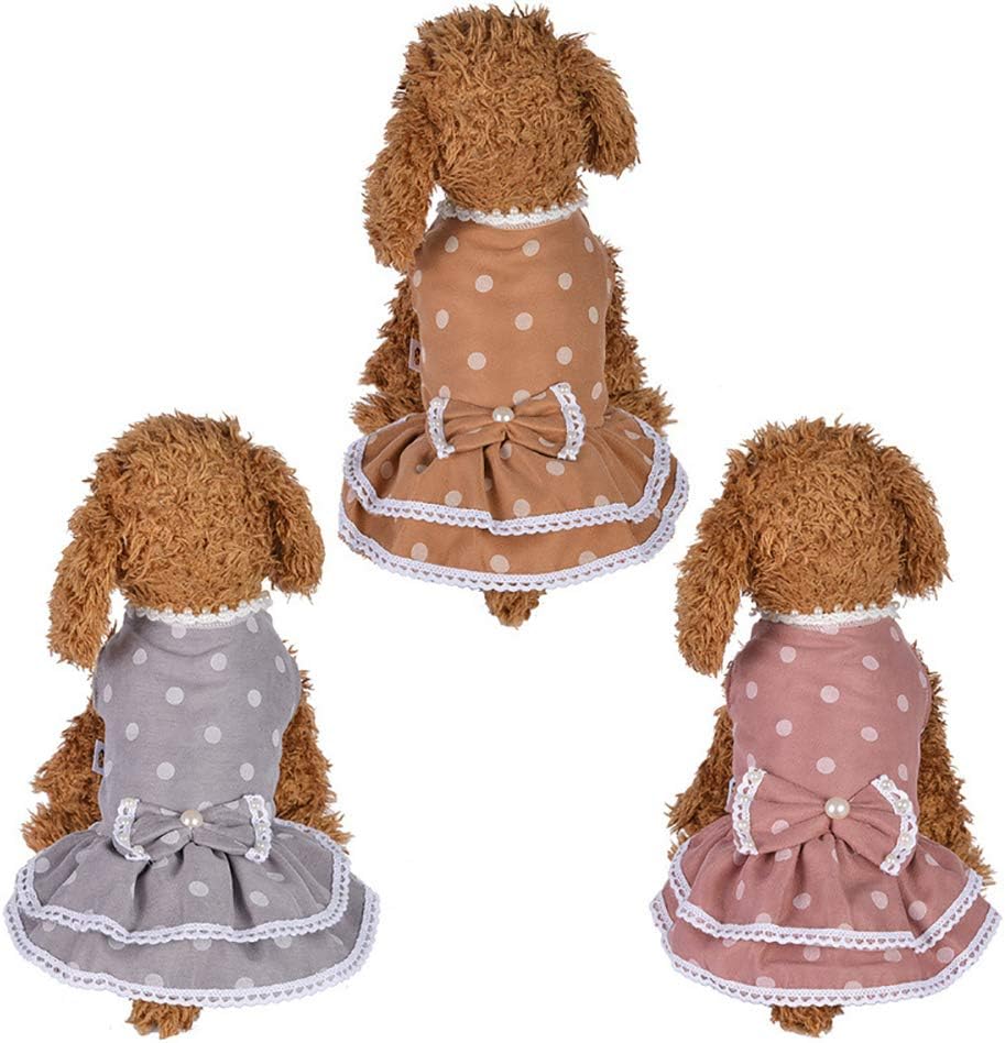 Ordertown Pet Dress for Dog & Pet Accessories, Lovely Summer Polka Dot Sleeveless Bow Lace Vest Dress Dog Puppy Pet Clothes, Pets Are Good Friends of Human Beings