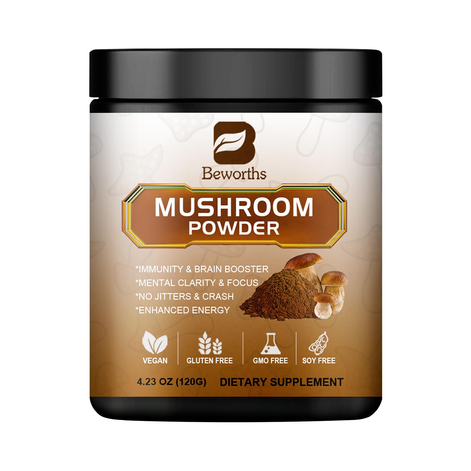 Mushroom Coffee - Lions Mane Mushroom Powder Instant Coffee with Lion's Mane, Reishi, Chaga, Cordyceps, and Turkey Tail - Mushroom Coffe Alternative for Energy, Mental Clarity & Focus, Brain Booster