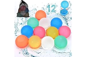 Light Up Reusable Water Balloons，12 Pcs Magnetic Silicone Water Bomb Self Sealing Quick Fill，Refillable Water Balls for Boys 