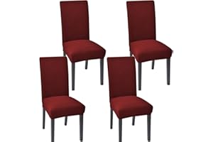 AERTIAVTY Chair Covers for Dining Room Set of 4 Kitchen Chair Seat Covers, Dining Room Chair Covers Chair Slipcover Parsons Chair Covers, Burgundy Red