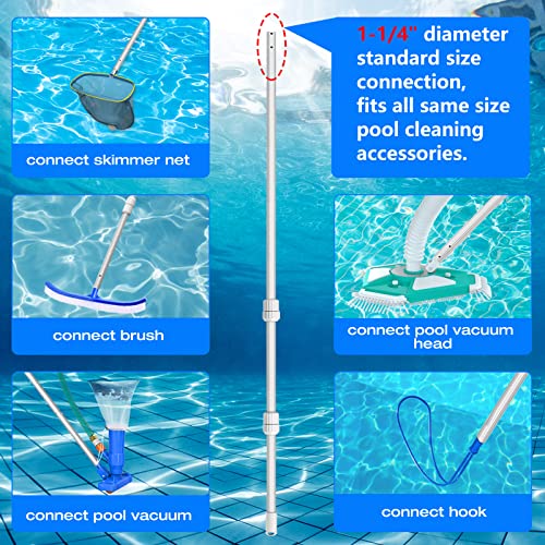 ALVAR 15Ft Swimming Pool Pole Telescopic,1.3mm Aluminum Pool Cleaning Poles Fits Pool Net