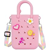Rolling Art Silicone Hole Handbag Toddler Purse With Adjustable Shoulder Strap Can Be Diy Decoration, Girls Birthday Gift