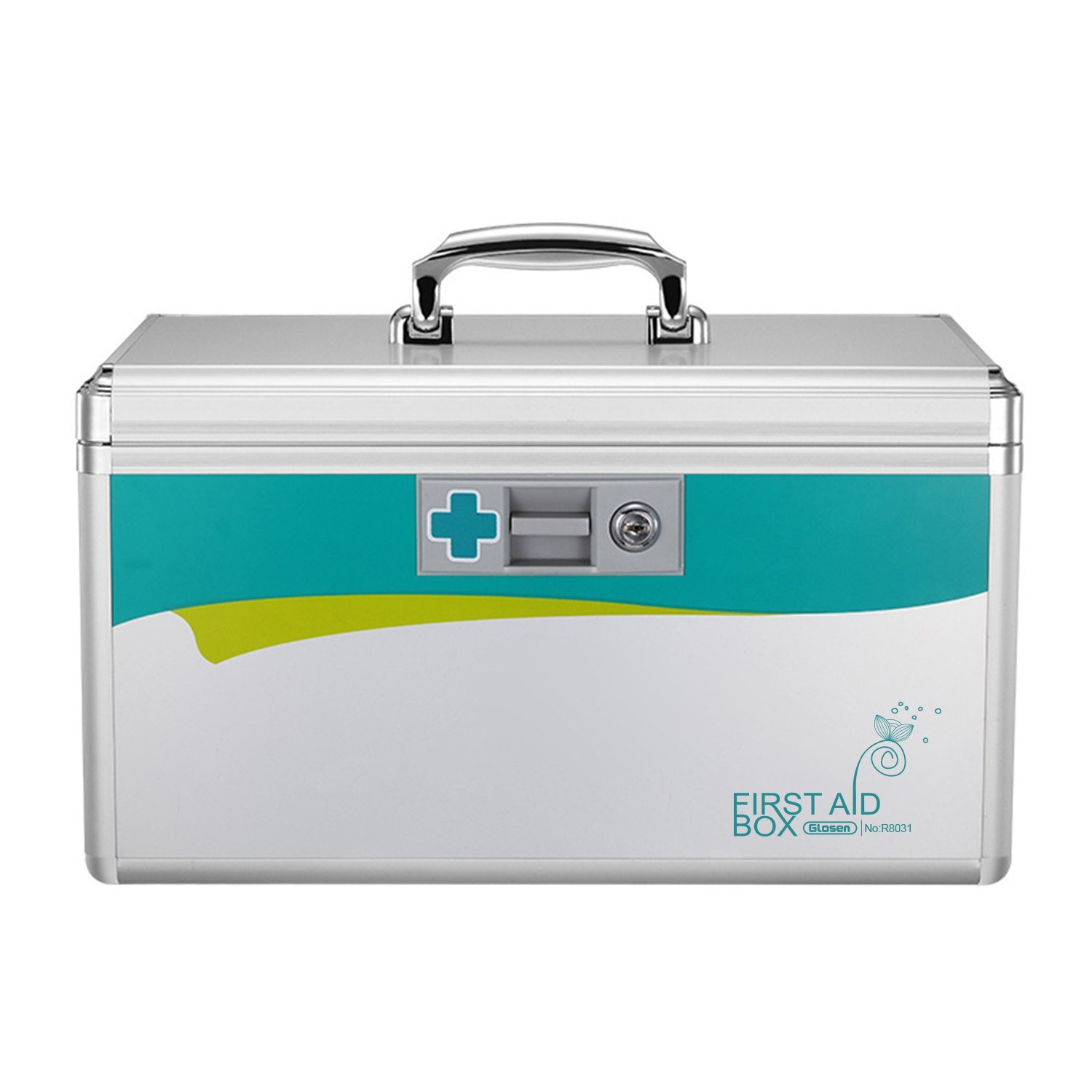 Glosen Lockable First Aid Box Security Lock Medicine Storage Box with Portable Handle (Medium)