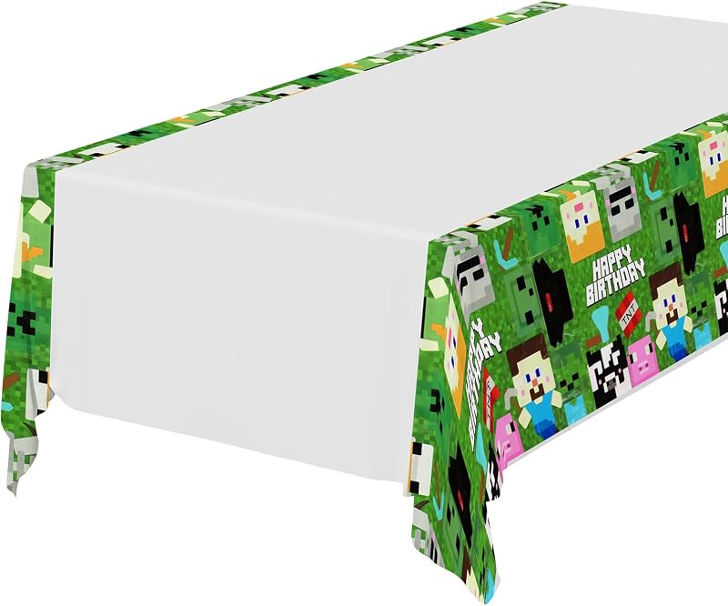 OSDUE Pixel Game Theme Tablecloth 130x220 cm Disposable Birthday Cover